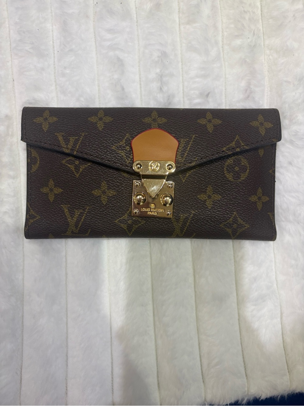 & Other Stories Brown Monogram Envelope Wallet with Gold Hardware
